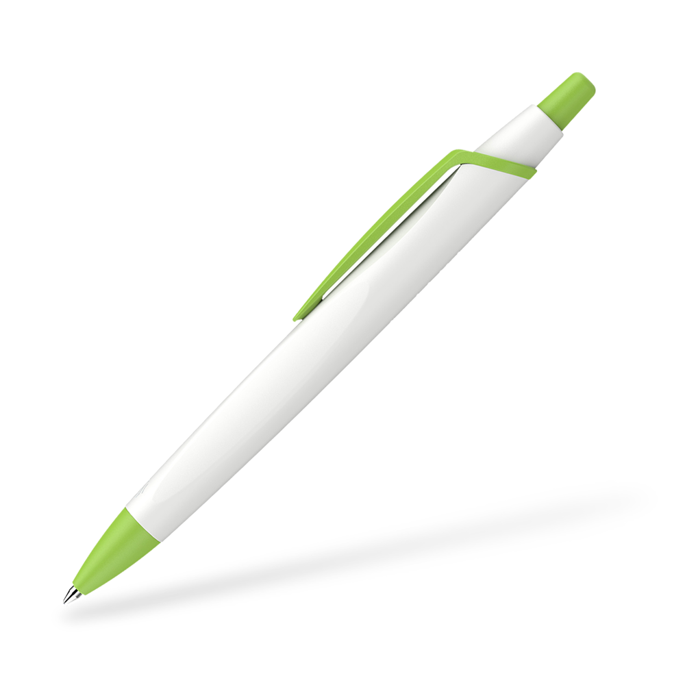 Schneider Reco Recycling Kugelschreiber Seitenansicht Weiss-Hellgruen