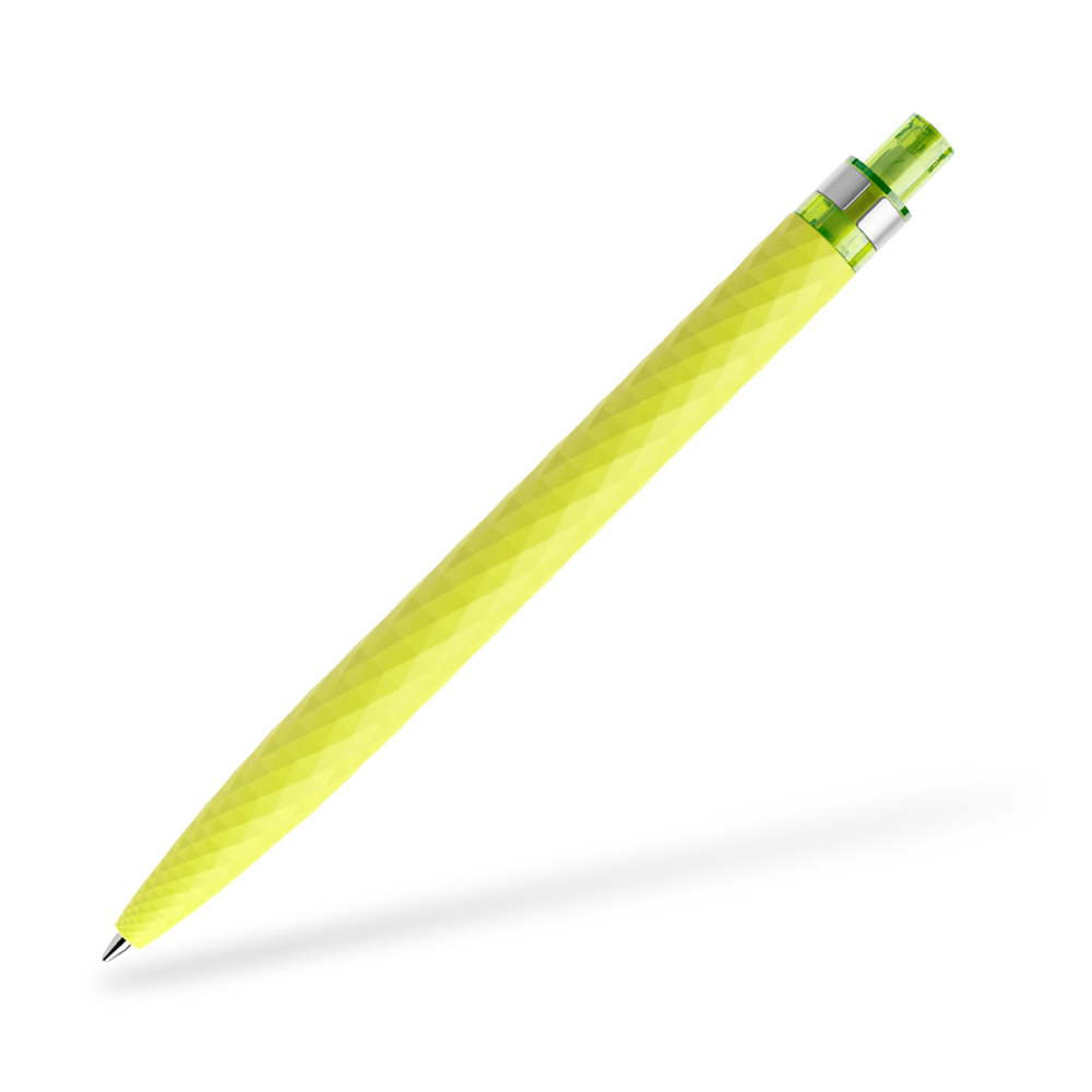 prodir QS01 Softtouch Kugelschreiber Metallclip Frontansicht Gelbgrün R66