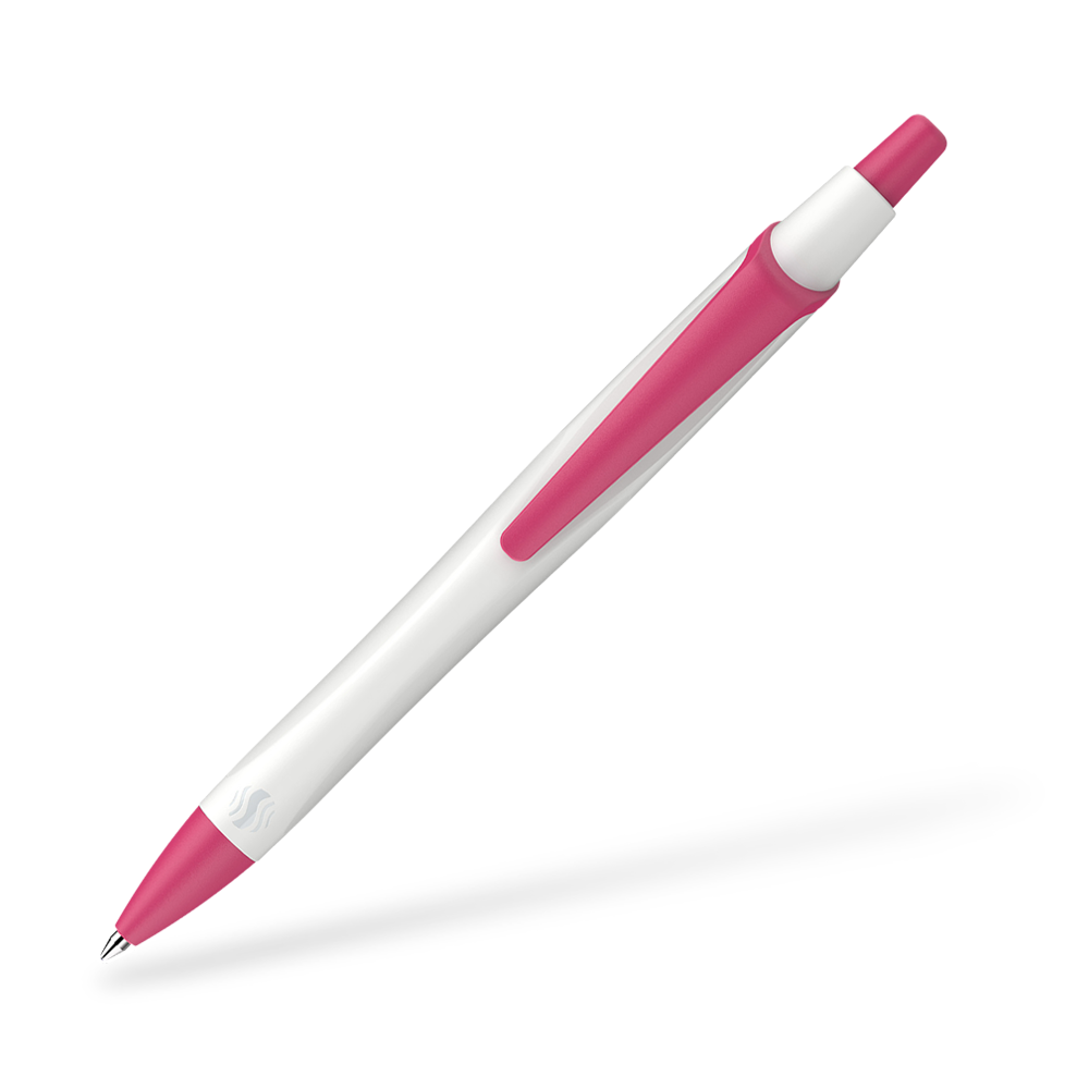 Schneider Reco Recycling Kugelschreiber Clipansicht Weiss-Magenta
