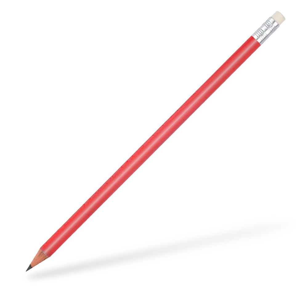 CSW Bleistifte runder Bleistift mit Radiergummi glänzend Rot