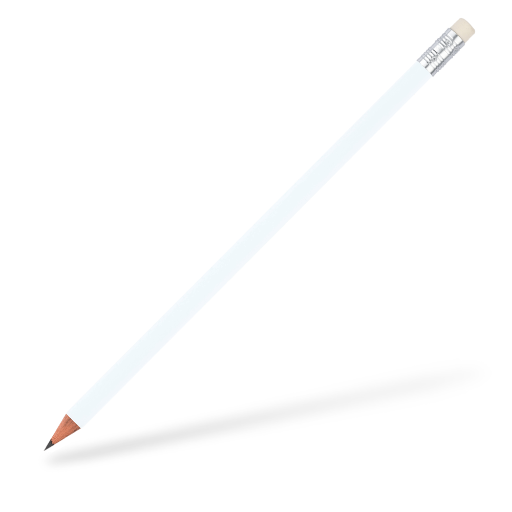CSW Bleistifte runder Bleistift mit Radiergummi matt Weiß