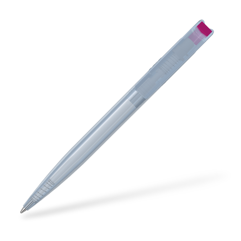 0-2660-T-SG UMA Recycled PET Pen transparent SG Clipansicht Magenta