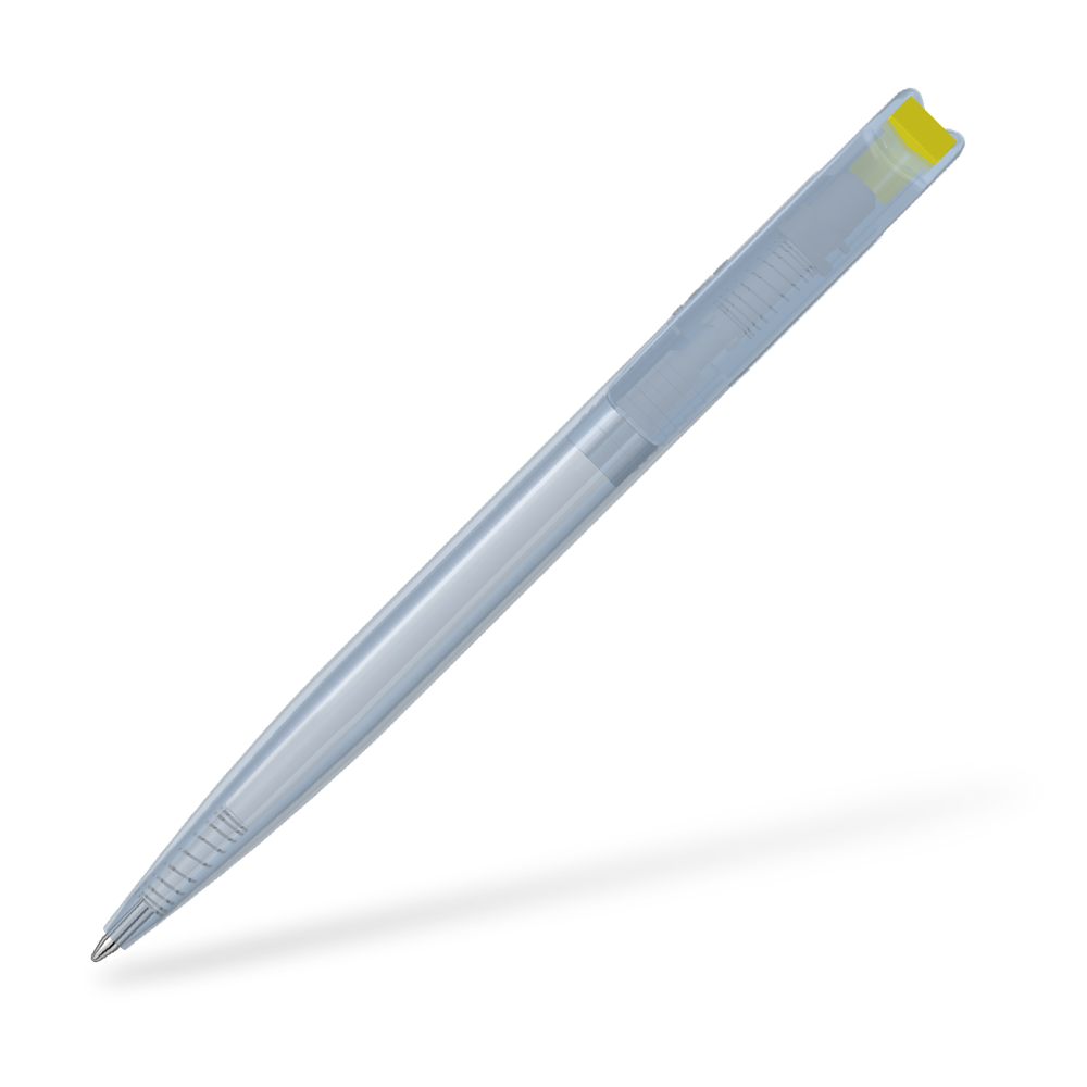 0-2660-T-SG UMA Recycled PET Pen transparent SG Clipansicht Gelb