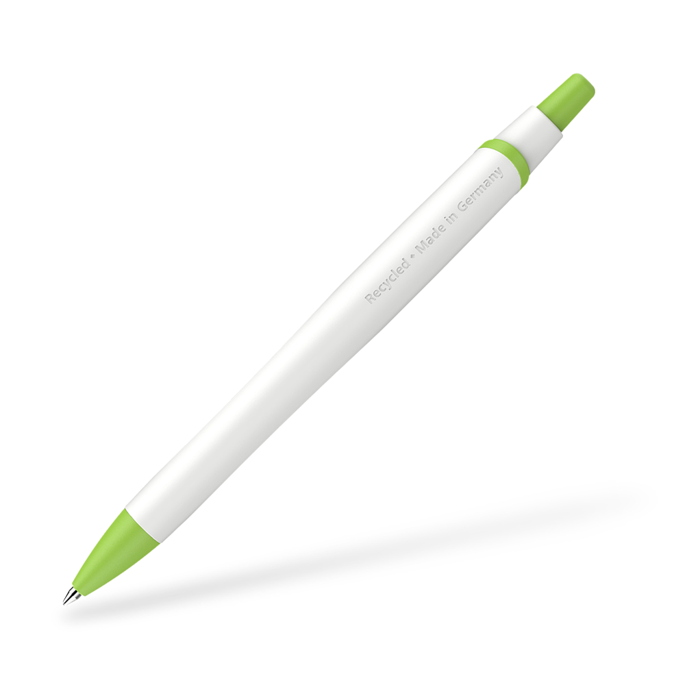 Schneider Reco Recycling Kugelschreiber Frontansicht Weiss-Hellgruen