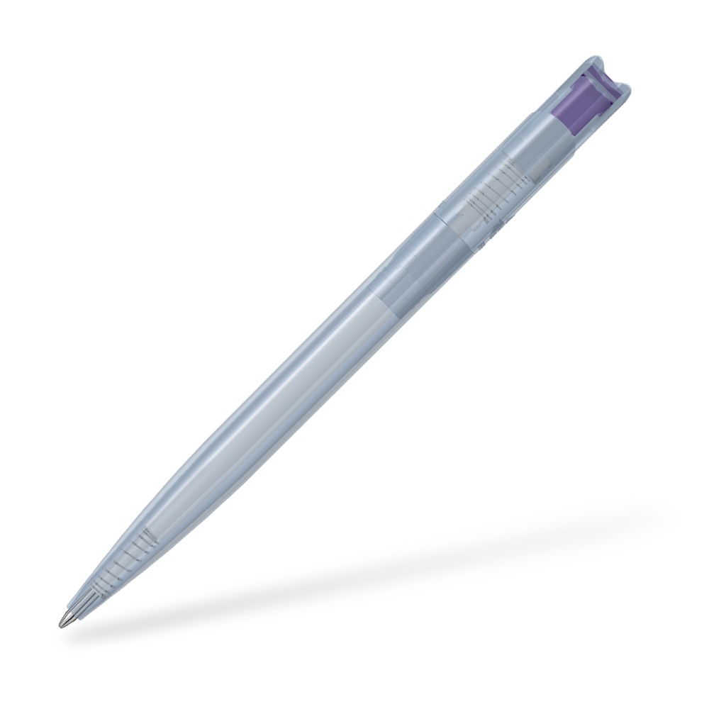 0-2660-T-SG UMA Recycled PET Pen transparent SG Frontansicht Dunkelviolett