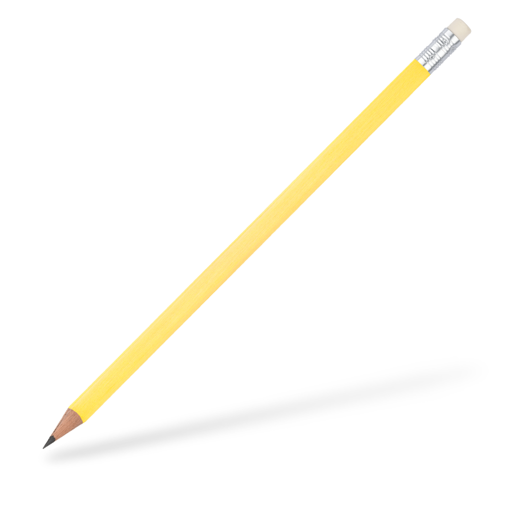 CSW Bleistifte 6-eckiger Bleistift mit Radiergummi matt Gelb
