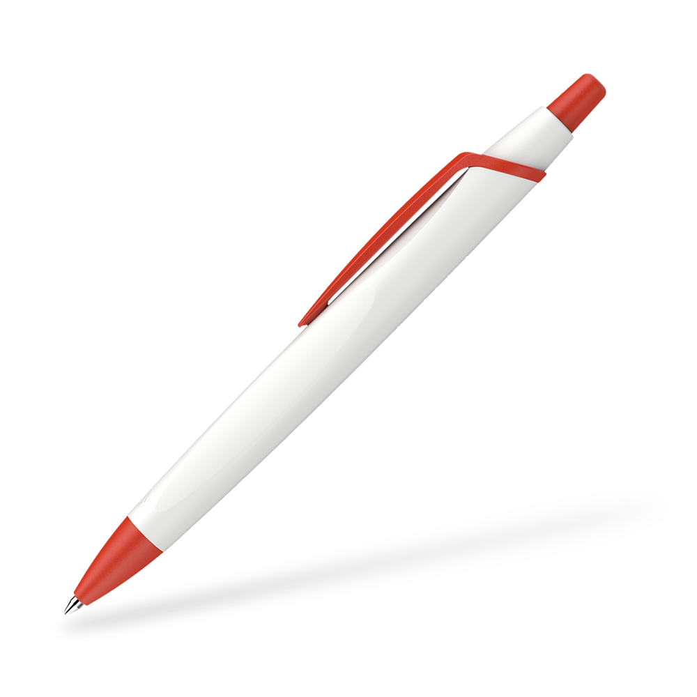 Schneider Reco Recycling Kugelschreiber Seitenansicht Weiss-Rot