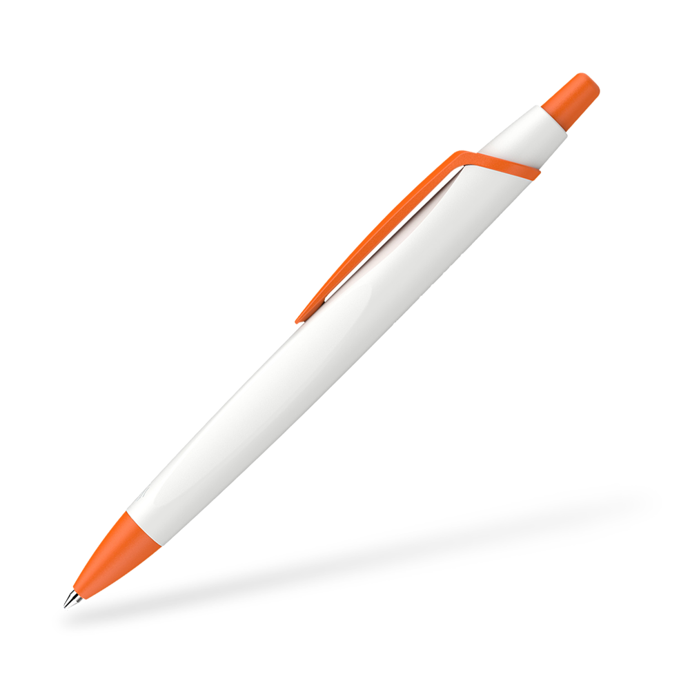 Schneider Reco Recycling Kugelschreiber Seitenansicht Weiss-Orange