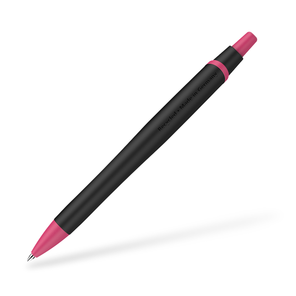 Schneider Reco Recycling Kugelschreiber Frontansicht Schwarz-Magenta