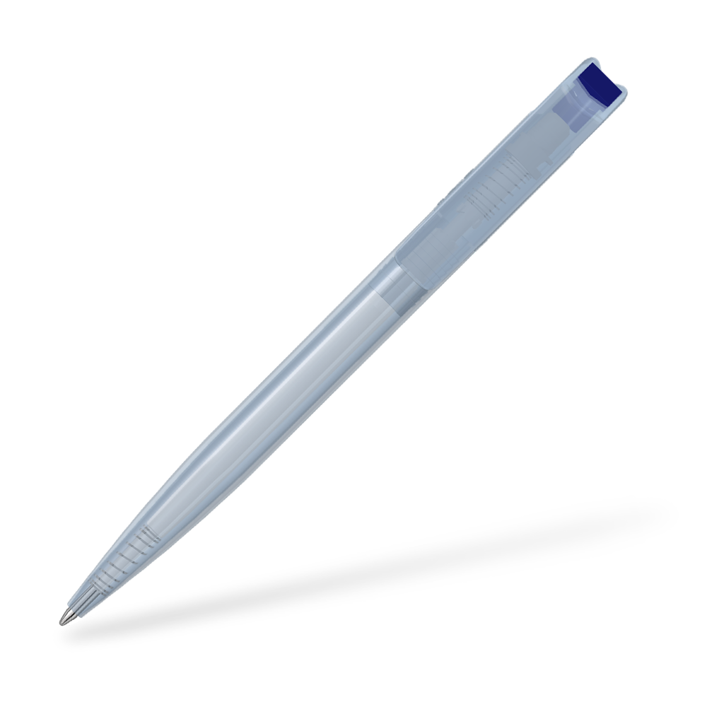 0-2660-T-SG UMA Recycled PET Pen transparent SG Clipansicht Dunkelblau