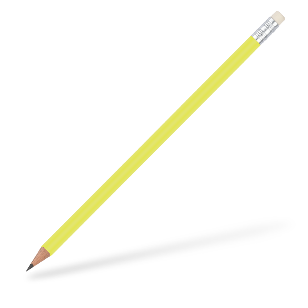 CSW Bleistifte 6-eckiger Bleistift mit Radiergummi glänzend Gelb