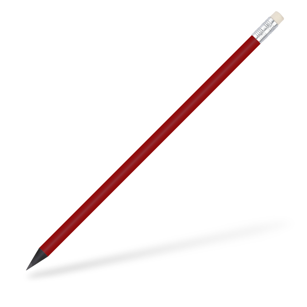 CSW runder Bleistift mit Radiergummi schwarz durchgefärbt glänzend Rot