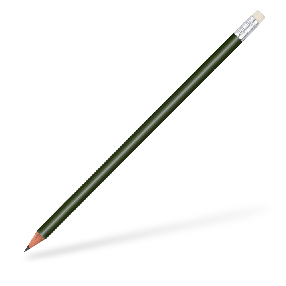 CSW Bleistifte runder Bleistift mit Radiergummi glänzend Dunkelgrün