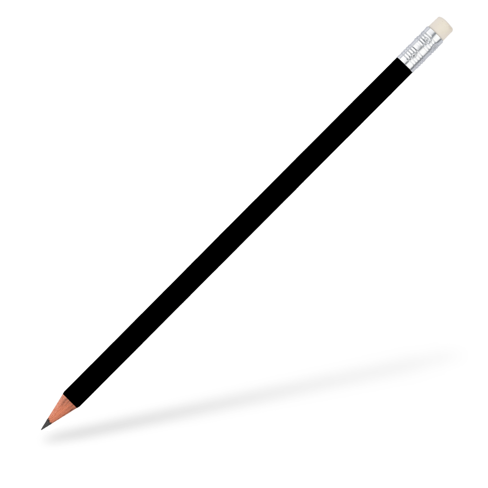 CSW Bleistifte runder Bleistift mit Radiergummi matt Schwarz