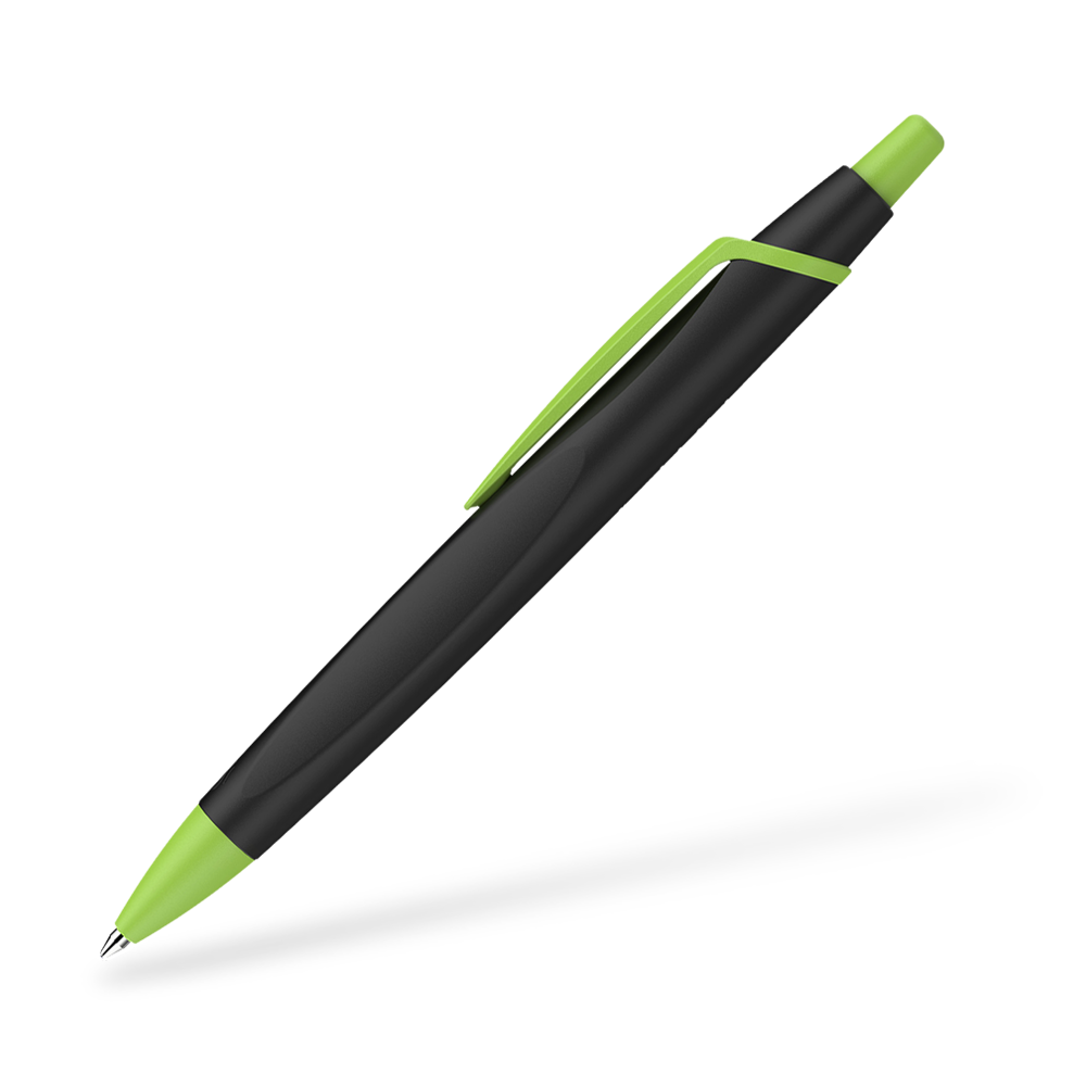 Schneider Reco Recycling Kugelschreiber Seitenansicht Schwarz-Hellgrün