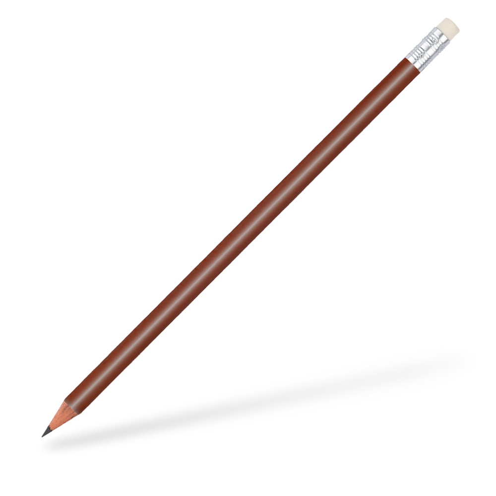 CSW Bleistifte runder Bleistift mit Radiergummi glänzend Braun