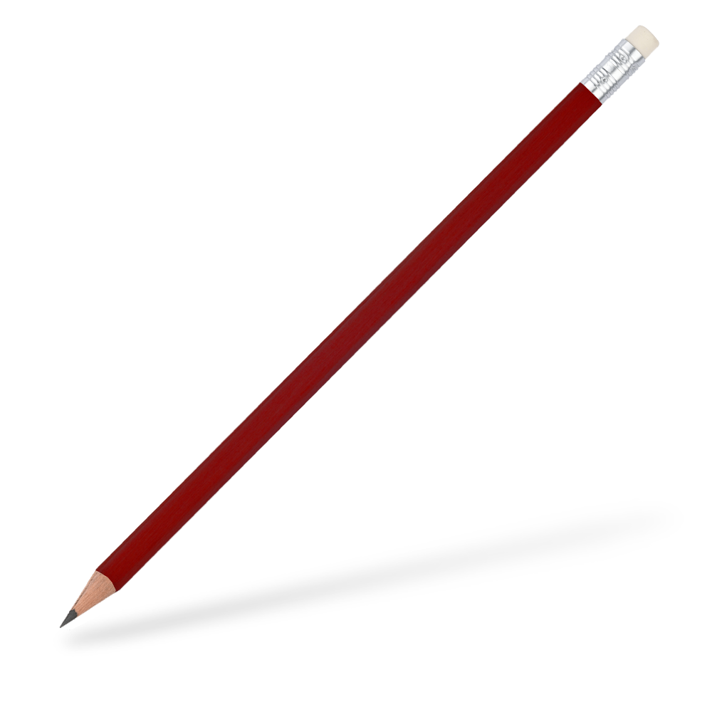 CSW Bleistifte 6-eckiger Bleistift mit Radiergummi matt Rot