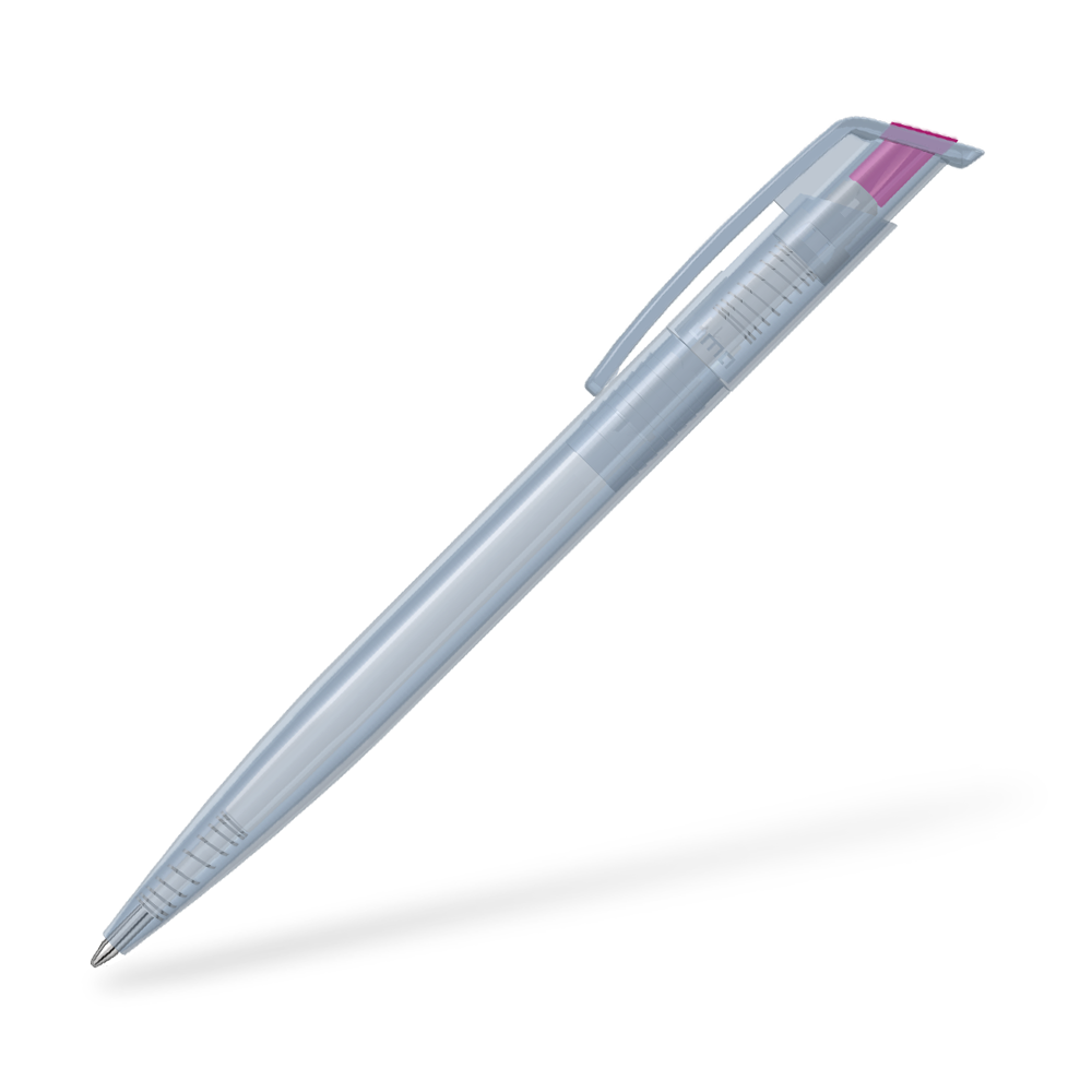 0-2660-T-SG UMA Recycled PET Pen transparent SG Seitenansicht Magenta
