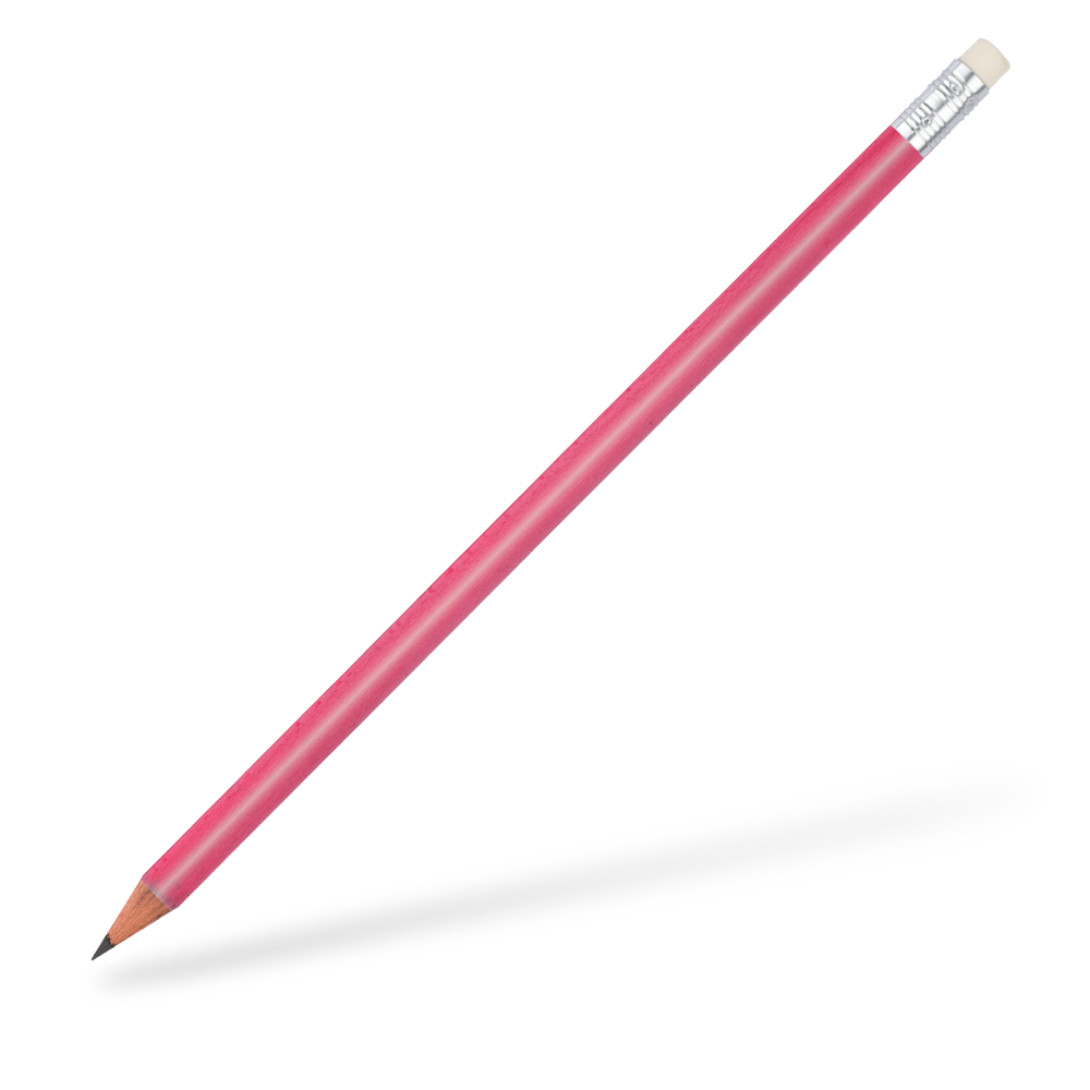 CSW Bleistifte runder Bleistift mit Radiergummi glänzend Pink