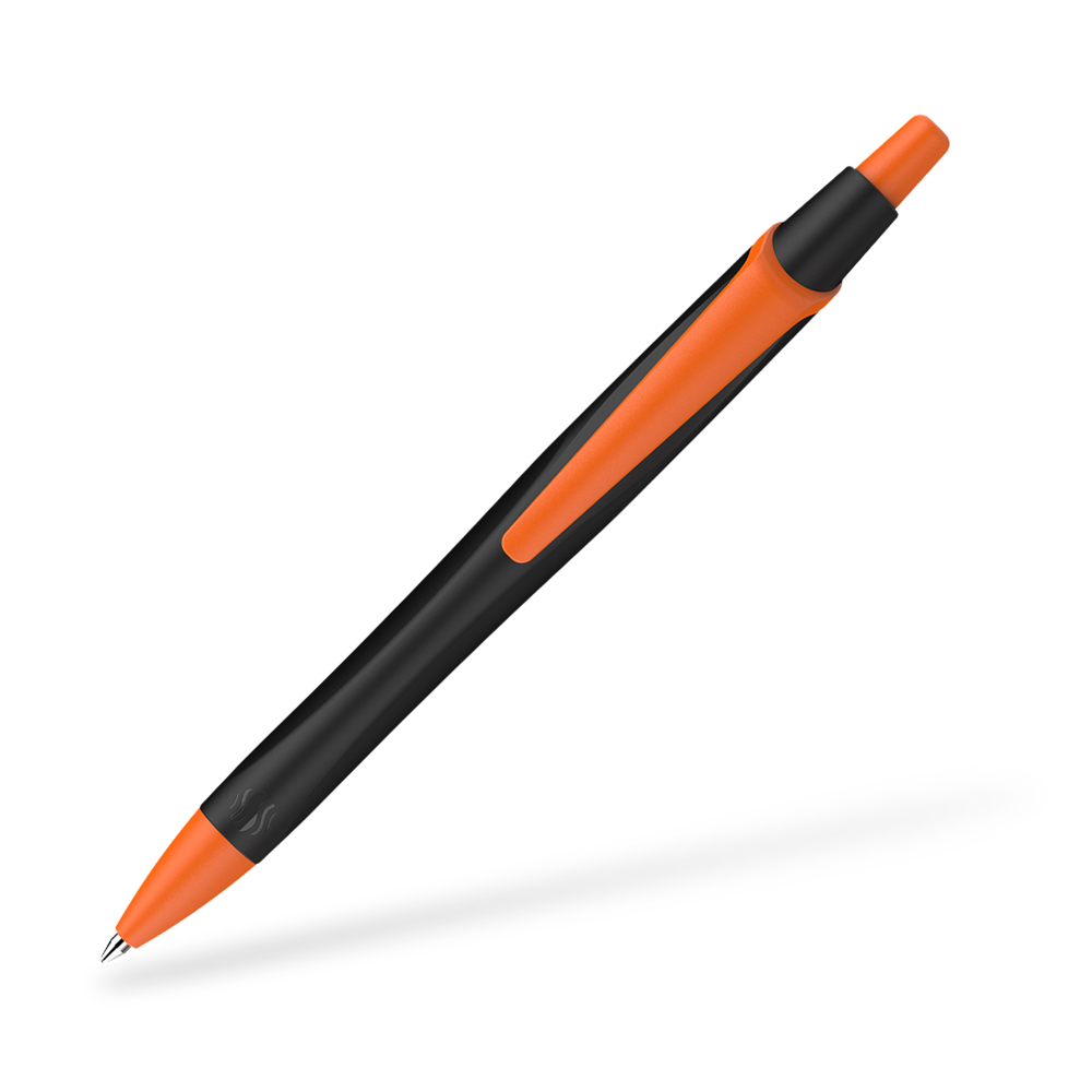 Schneider Reco Recycling Kugelschreiber Clipansicht Schwarz-Orange