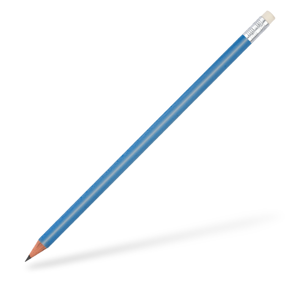 CSW Bleistifte runder Bleistift mit Radiergummi glänzend Mittelblau