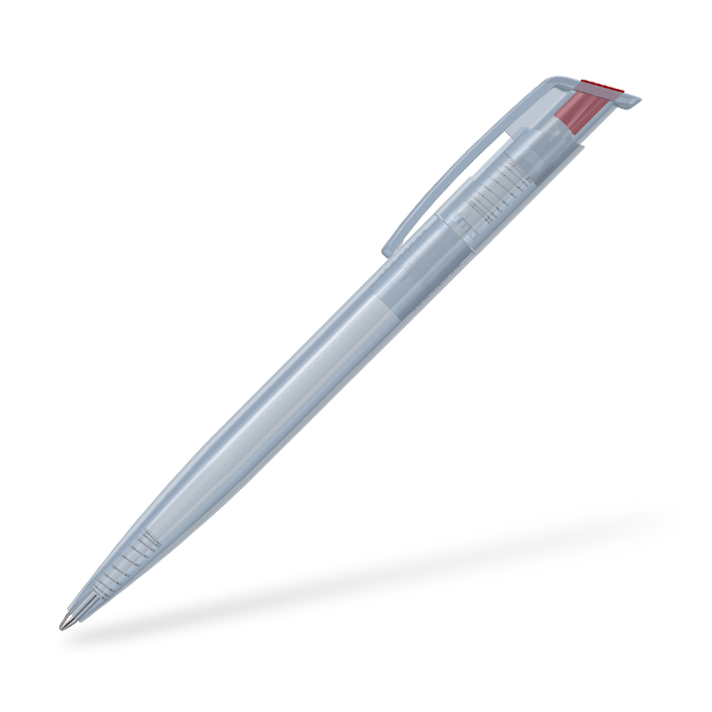 0-2660-T-SG UMA Recycled PET Pen transparent SG Seitenansicht Rot
