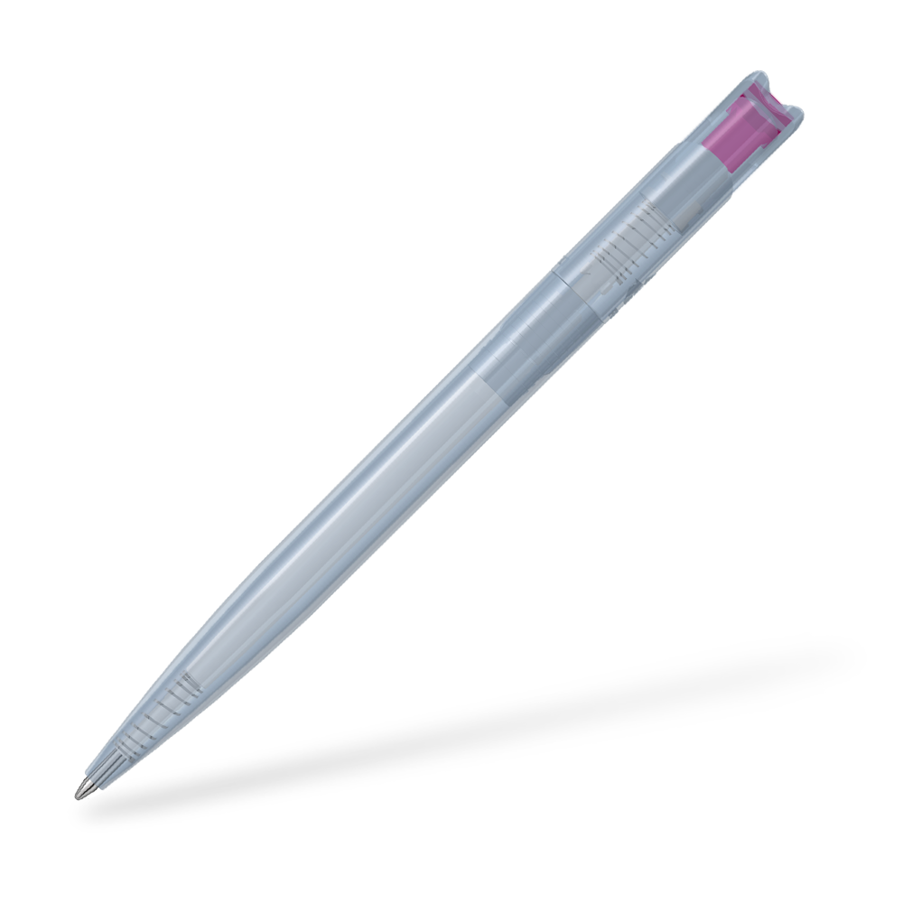 0-2660-T-SG UMA Recycled PET Pen transparent SG Frontansicht Magenta