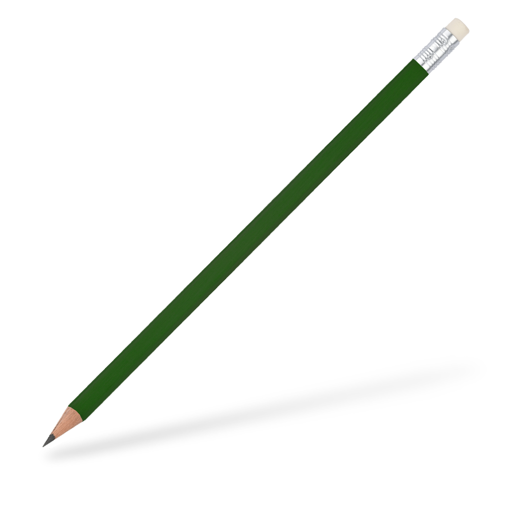 CSW Bleistifte 6-eckiger Bleistift mit Radiergummi matt Dunkelgrün