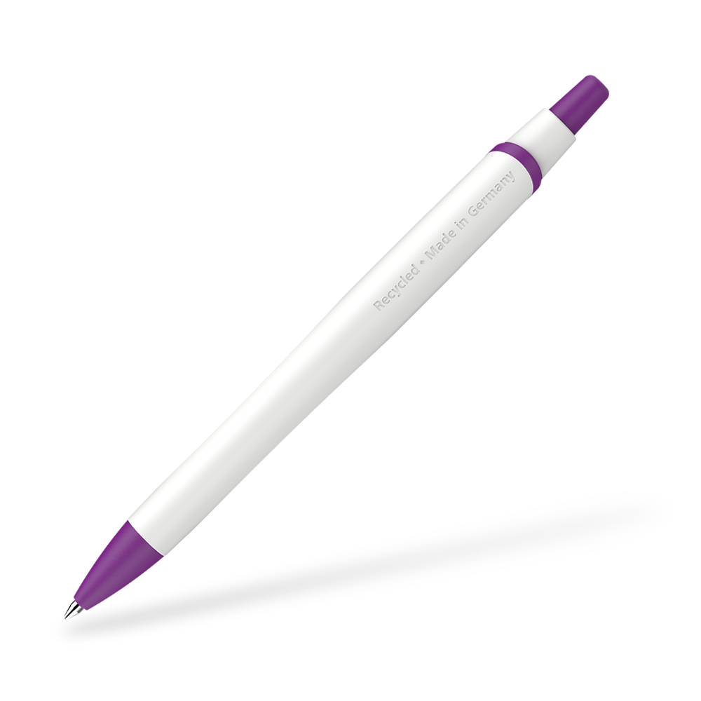 Schneider Reco Recycling Kugelschreiber Frontansicht Weiss-Violett