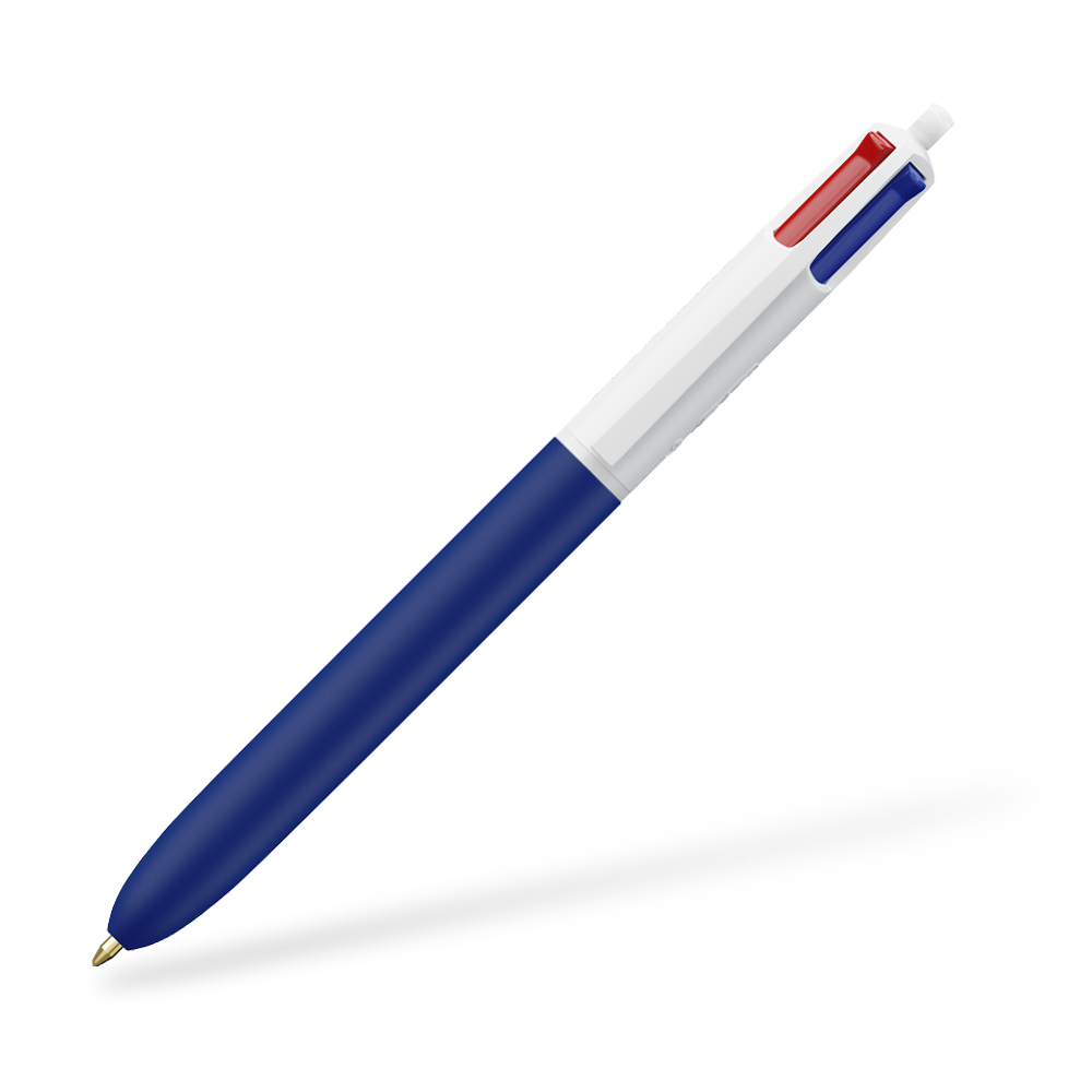 BIC 4 Colours Softtouch Kugelschreiber Clipansicht Blau