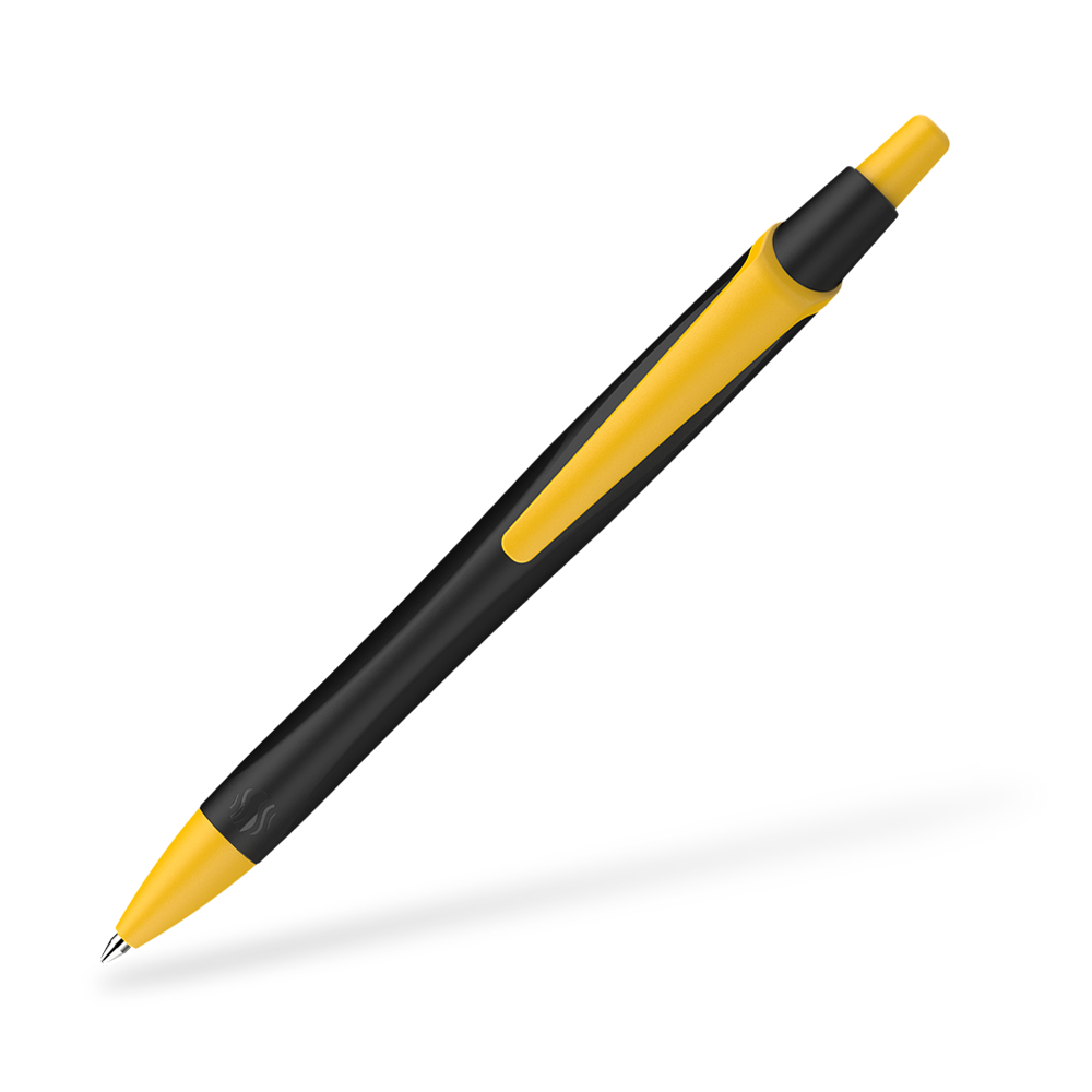 Schneider Reco Recycling Kugelschreiber Clipansicht Schwarz-Gelb
