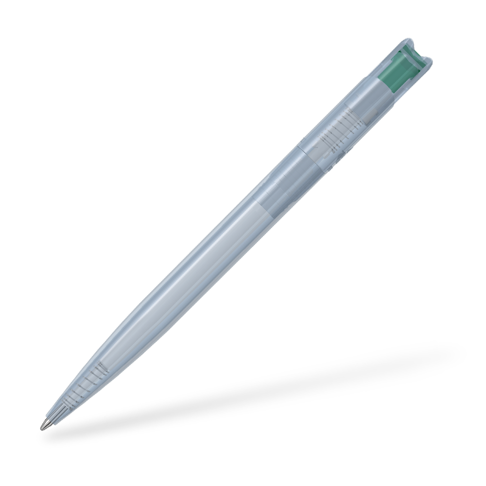 0-2660-T-SG UMA Recycled PET Pen transparent SG Frontansicht Dunkelgrün