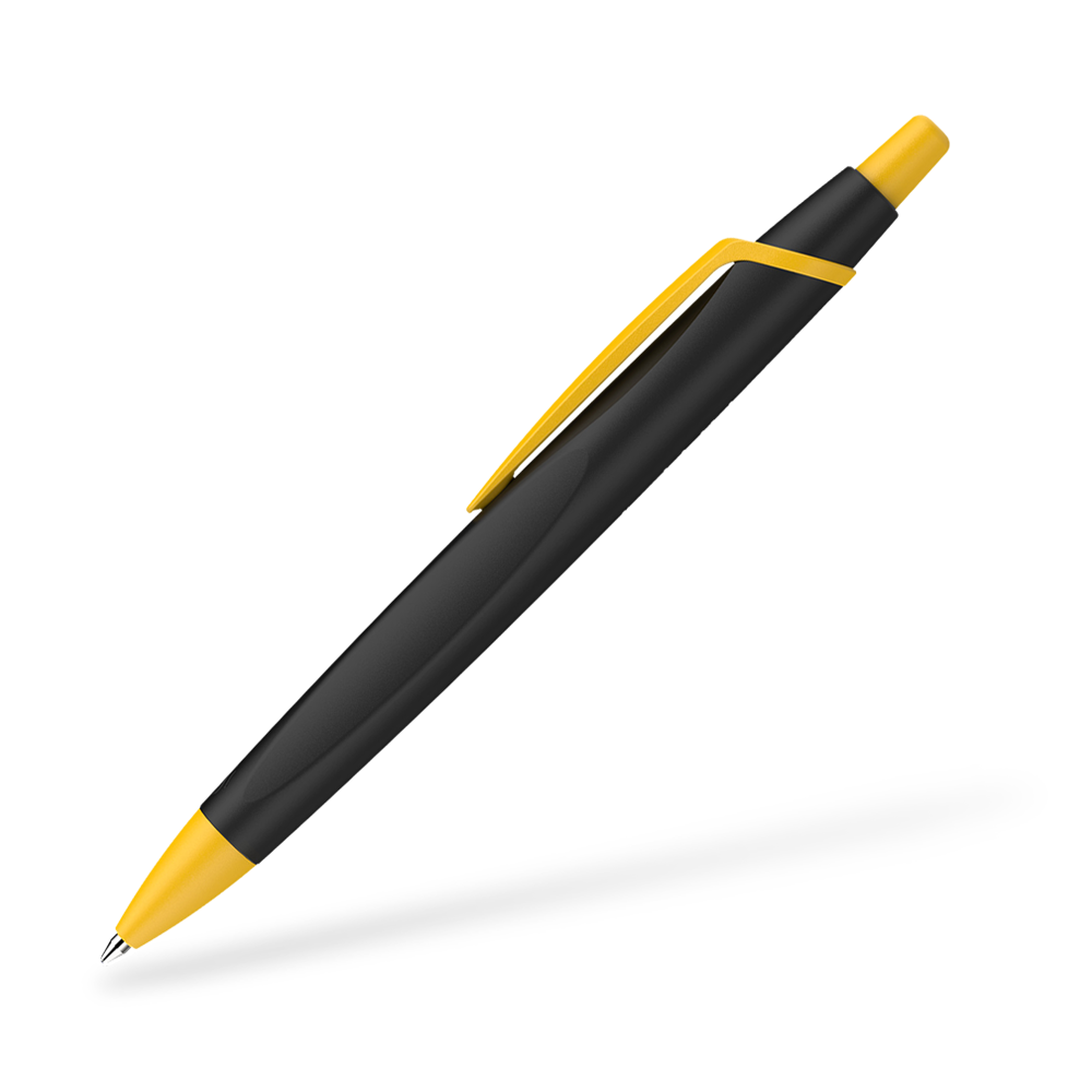 Schneider Reco Recycling Kugelschreiber Seitenansicht Schwarz-Gelb