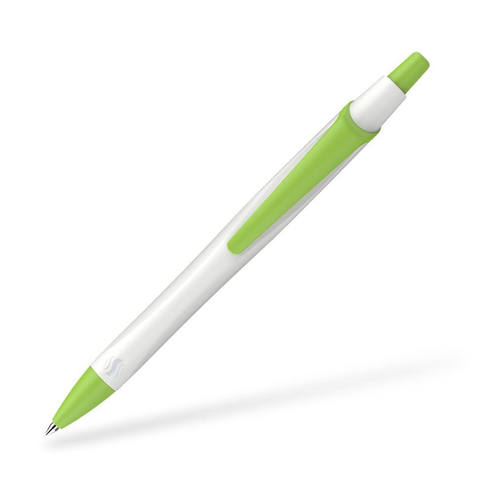 Schneider Reco Recycling Kugelschreiber Clipansicht Weiss-Hellgruen