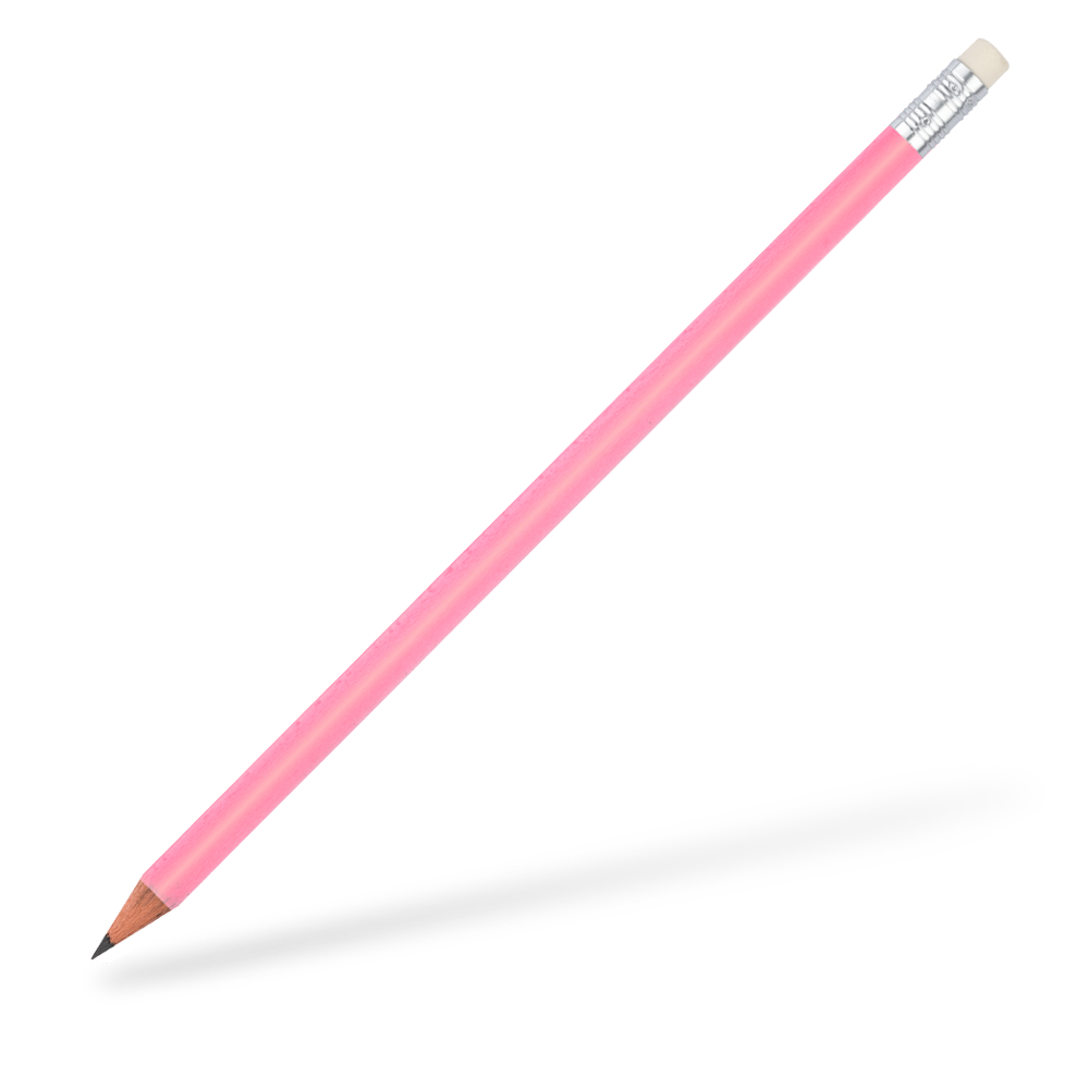 CSW Bleistifte runder Bleistift mit Radiergummi glänzend Rosa