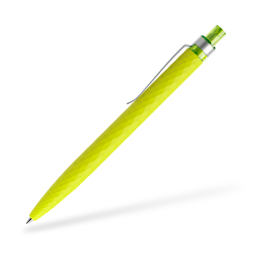 prodir QS01 Softtouch Kugelschreiber Metallclip Seitenansicht Gelbgrün R66