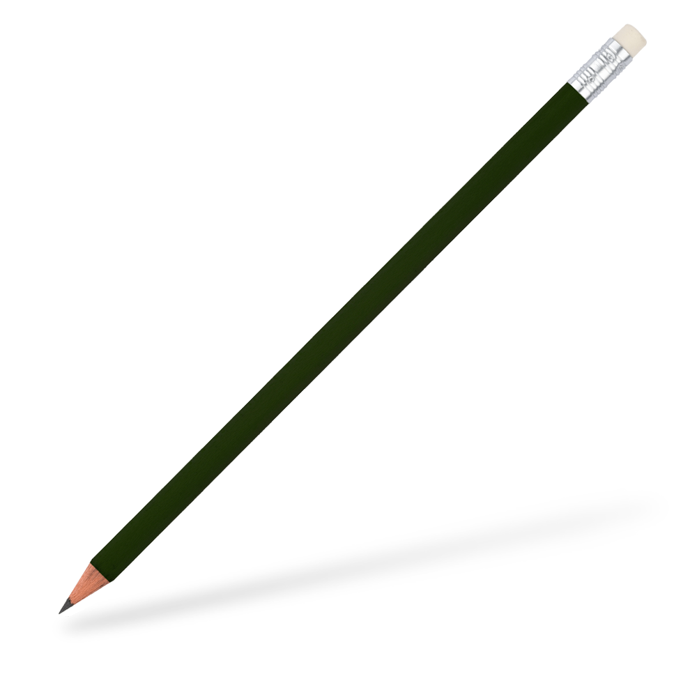 CSW Bleistifte runder Bleistift mit Radiergummi matt Dunkelgrün