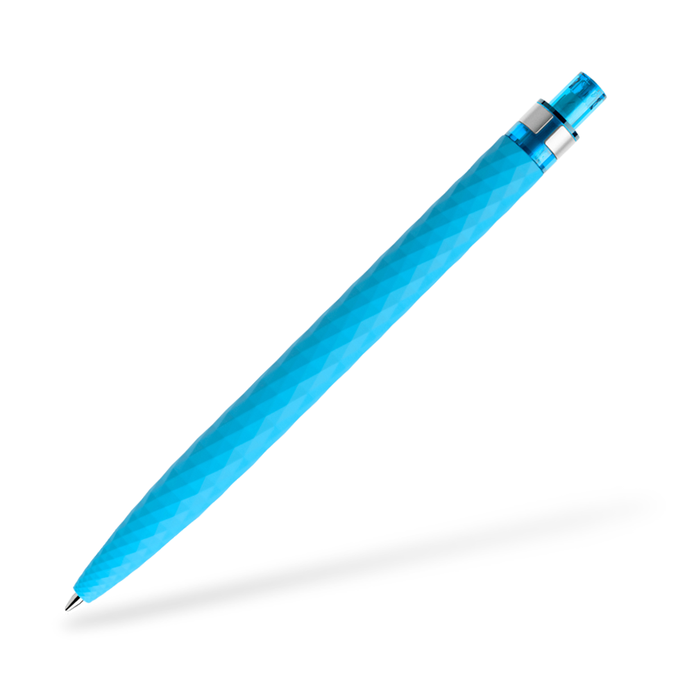prodir QS01 Softtouch Kugelschreiber Metallclip Frontansicht Cyan R58