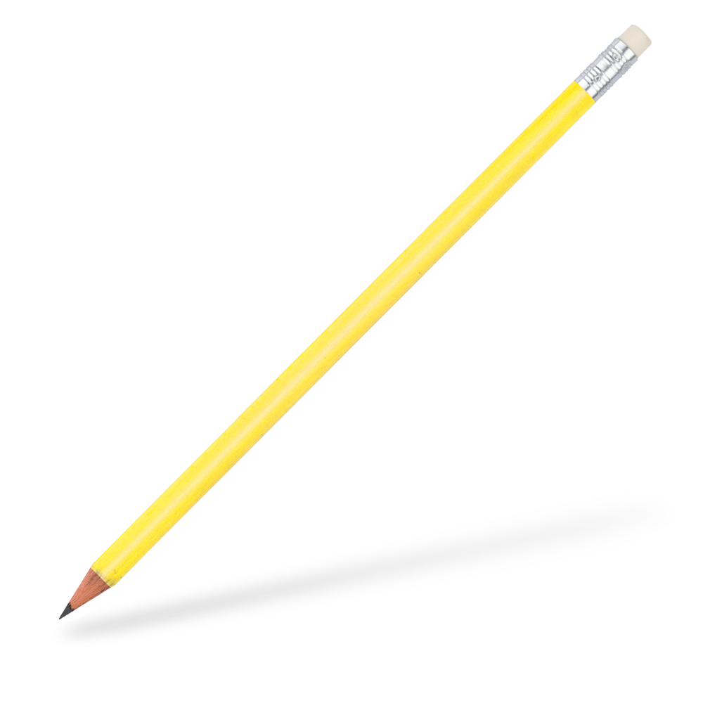 CSW Bleistifte runder Bleistift mit Radiergummi glänzend Gelb