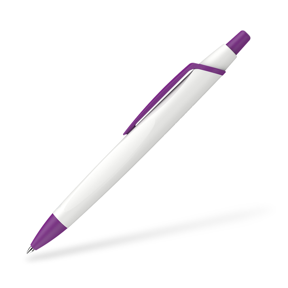 Schneider Reco Recycling Kugelschreiber Seitenansicht Weiss-Violett