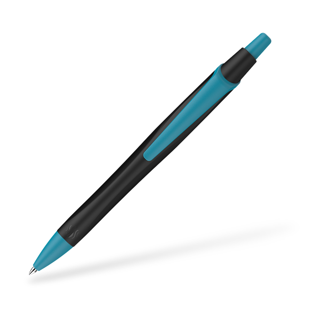 Schneider Reco Recycling Kugelschreiber Clipansicht Schwarz-Türkis