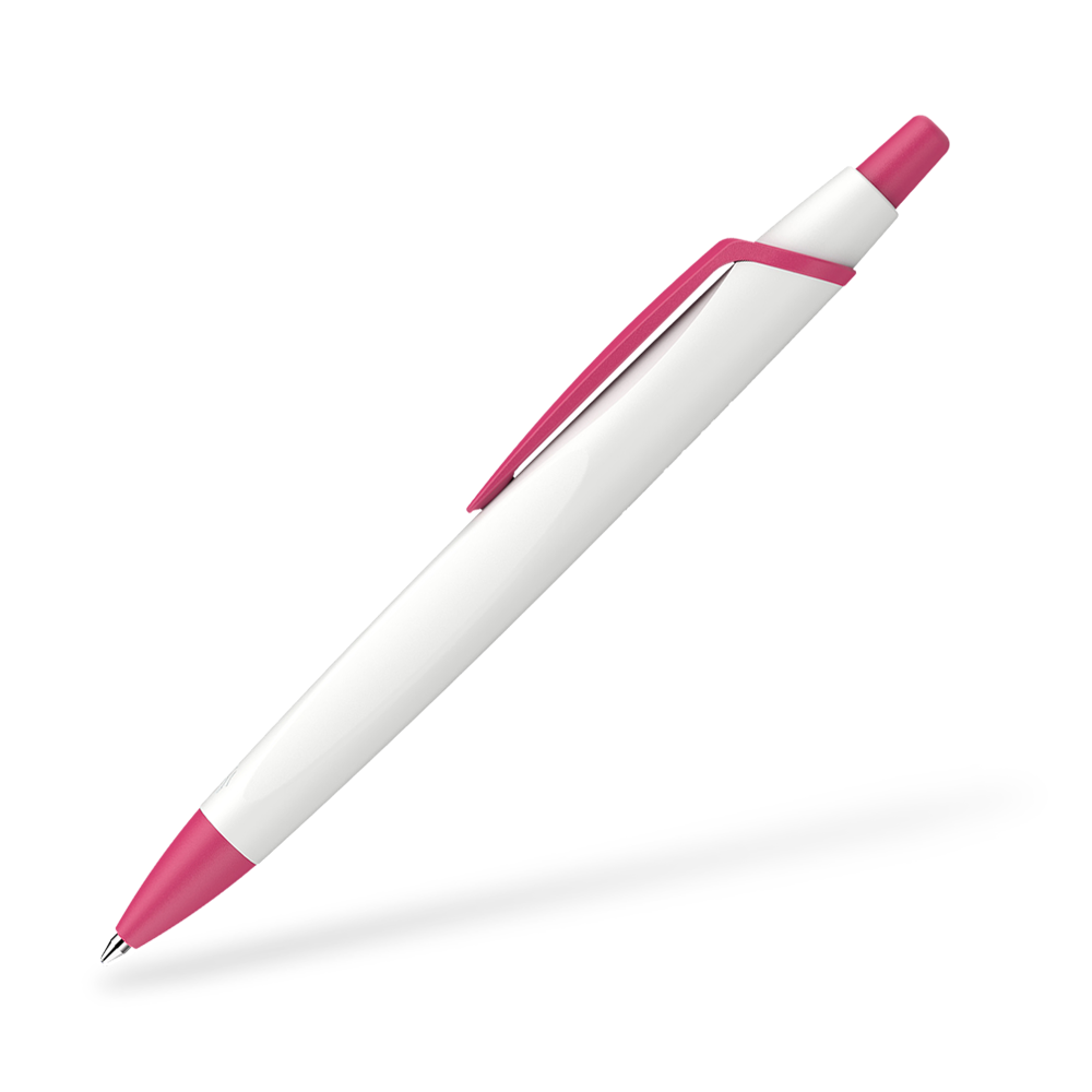 Schneider Reco Recycling Kugelschreiber Seitenansicht Weiss-Magenta