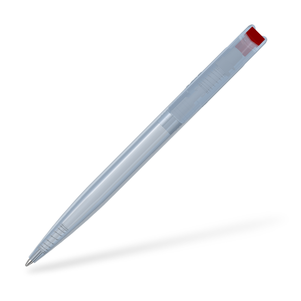 0-2660-T-SG UMA Recycled PET Pen transparent SG Clipansicht Rot