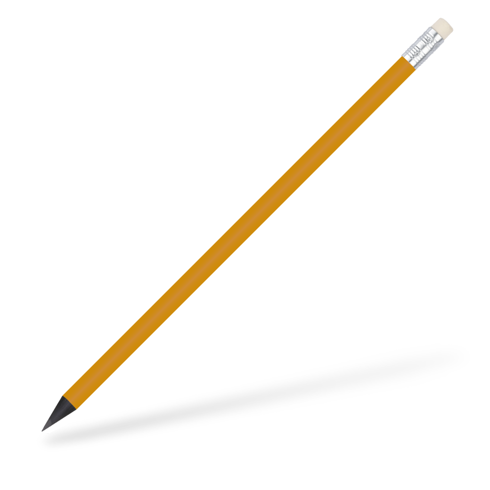 CSW runder Bleistift mit Radiergummi schwarz durchgefärbt glänzend Ocker