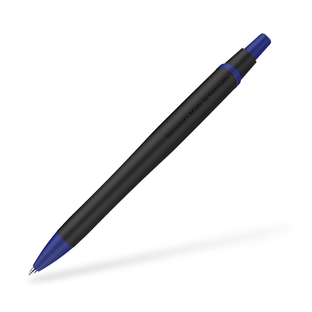 Schneider Reco Recycling Kugelschreiber Frontansicht Schwarz-Blau
