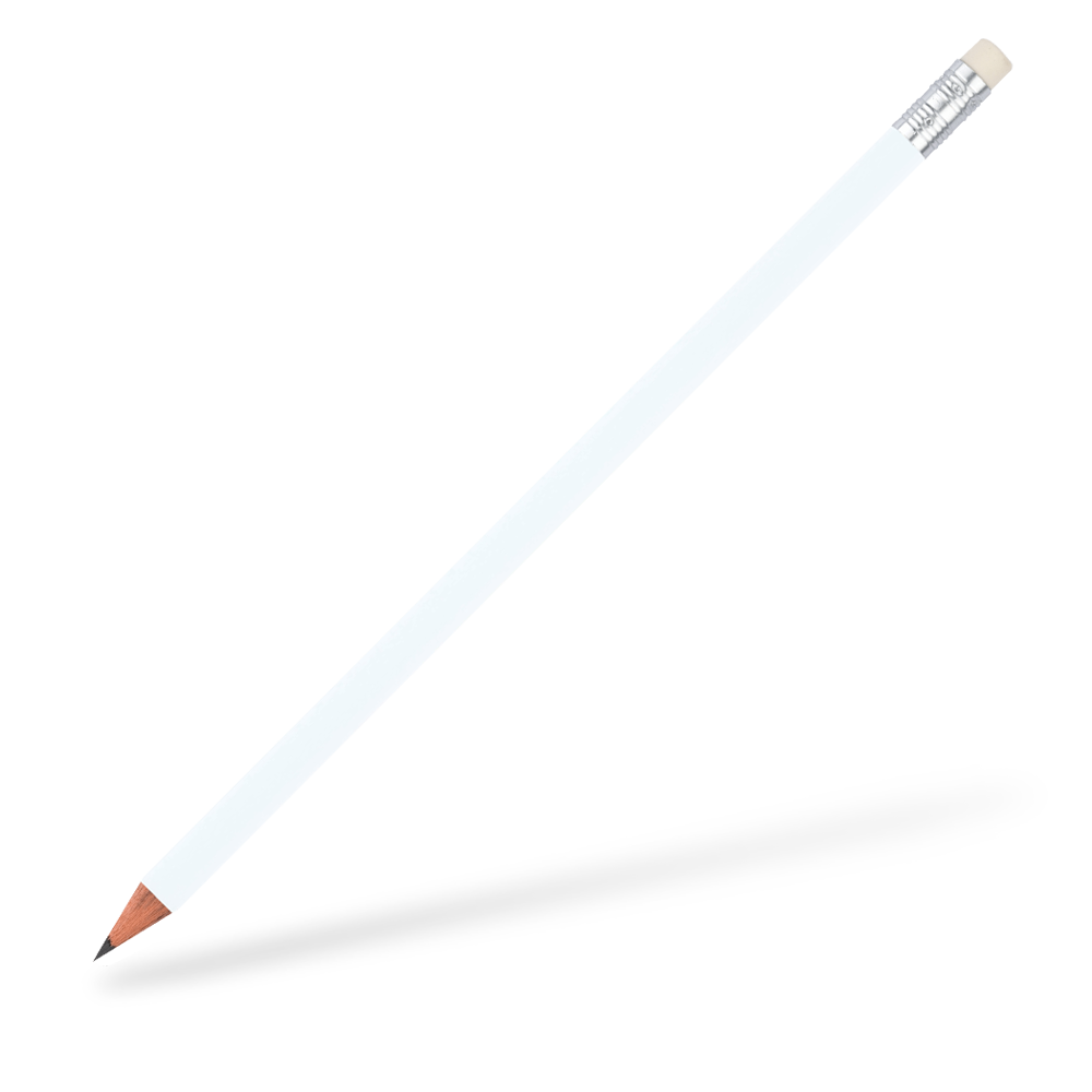 CSW Bleistifte runder Bleistift mit Radiergummi glänzend Weiß