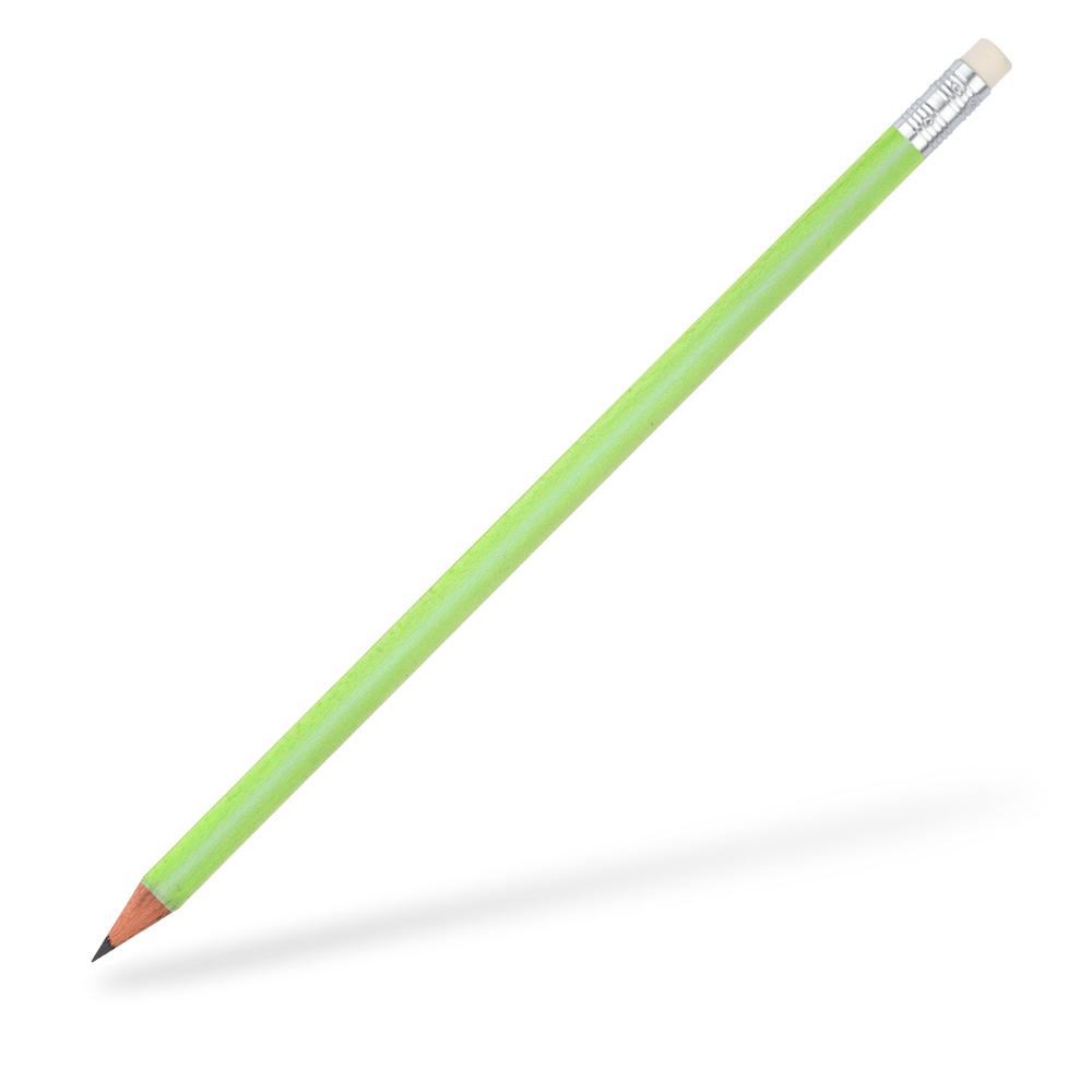 CSW Bleistifte runder Bleistift mit Radiergummi glänzend Hellgrün