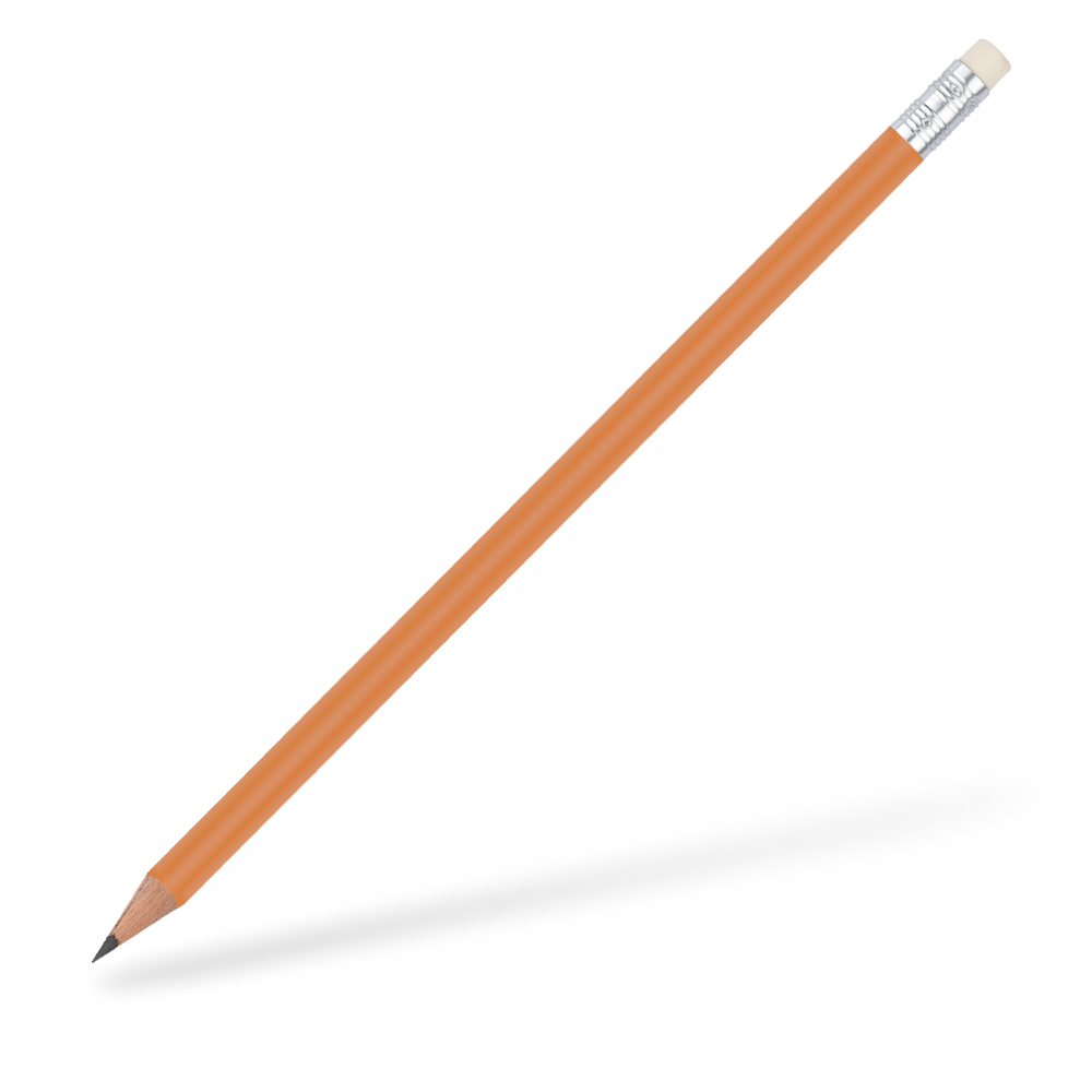 CSW Bleistifte 6-eckiger Bleistift mit Radiergummi glänzend Orange