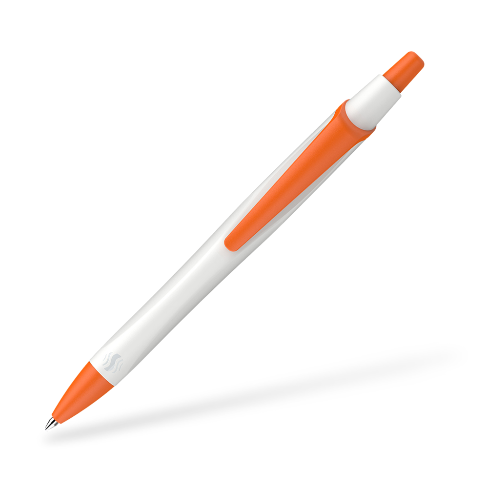 Schneider Reco Recycling Kugelschreiber Clipansicht Weiss-Orange