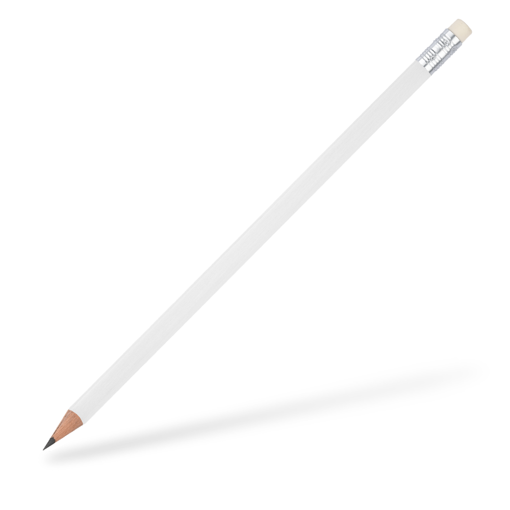 CSW Bleistifte 6-eckiger Bleistift mit Radiergummi matt Weiß